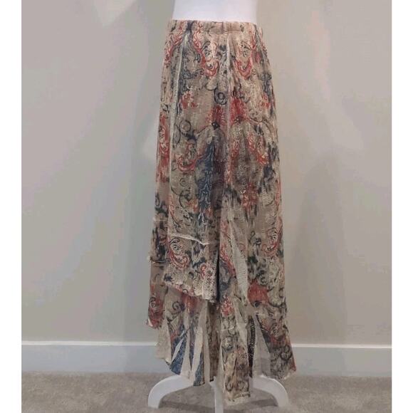 Reba Women's M Boho Cowgirl Western Peasant Lace Knit Mesh High Low Skirt - Picture 7 of 13